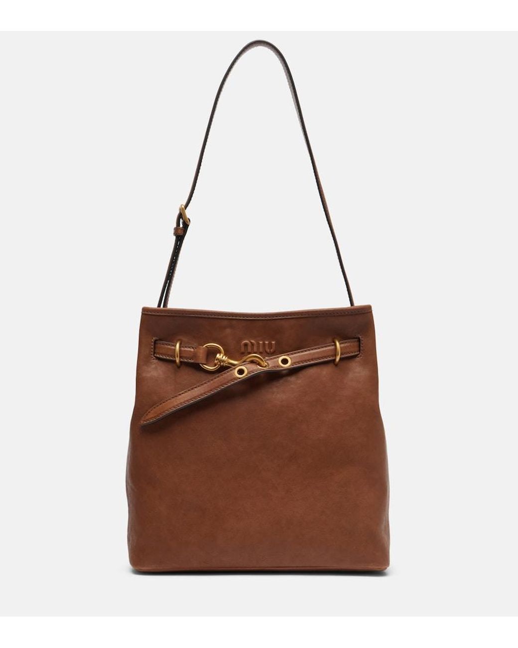 Miu Miu Brown Aventure Leather Bucket Bag