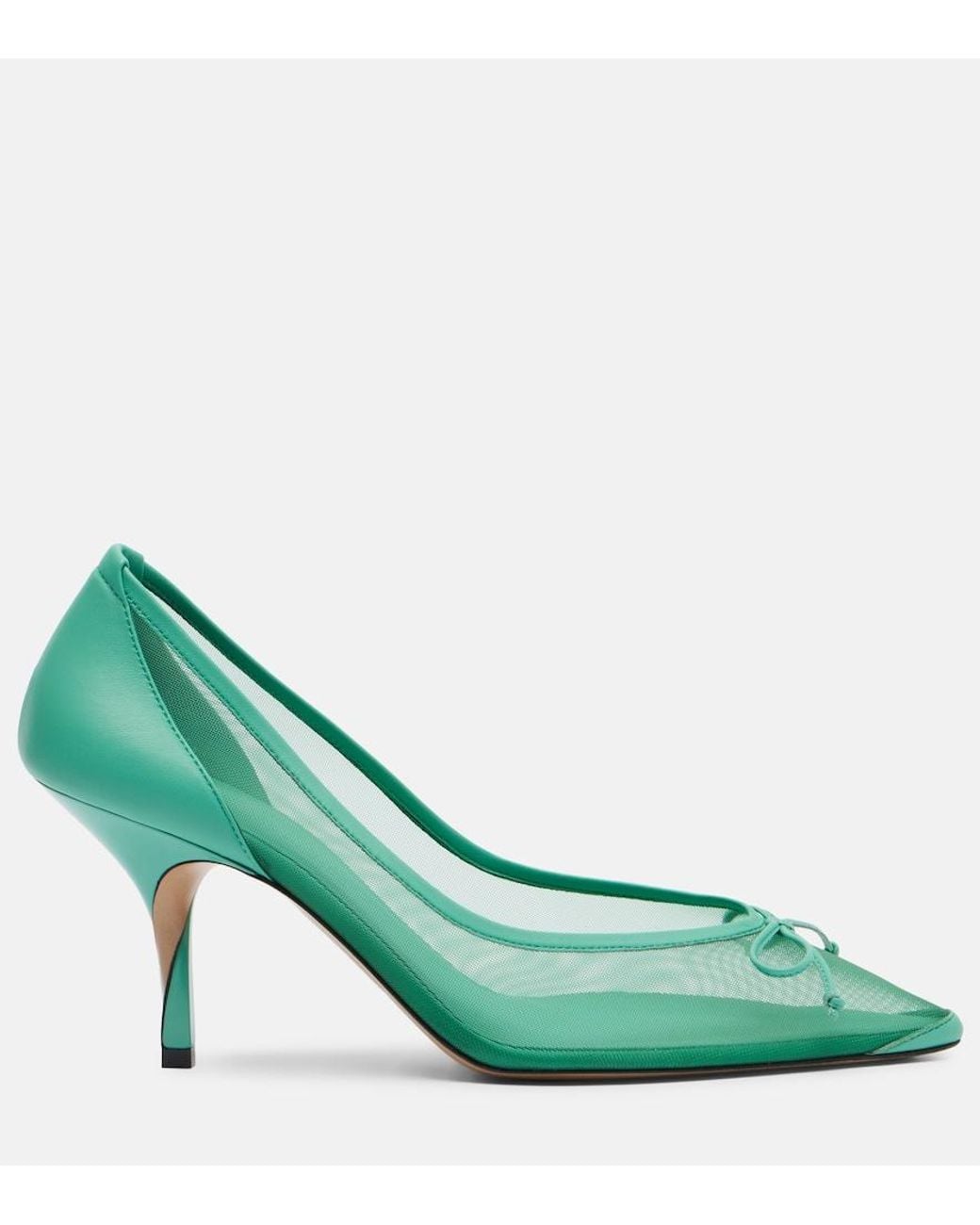 Jacquemus Green Tourni 80 Leather-Trimmed Mesh Pumps