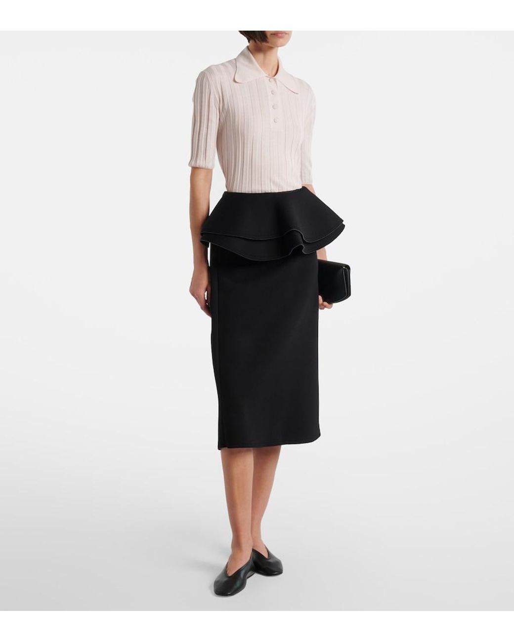 Jupe Midi Plan C en coloris Black