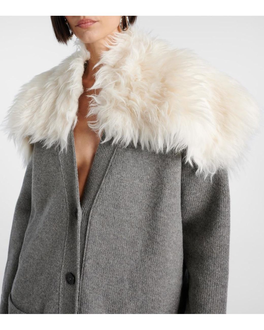 Jil Sander Gray Wool, Cotton, And Cashmere-Blend Cardigan
