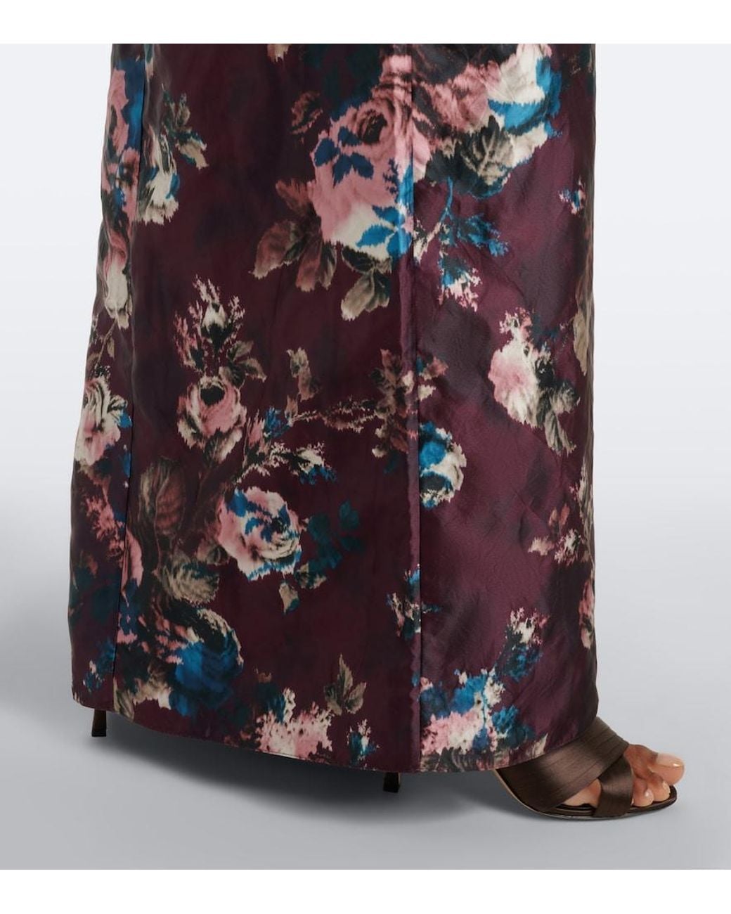 Erdem Purple Draped Floral Satin Gown