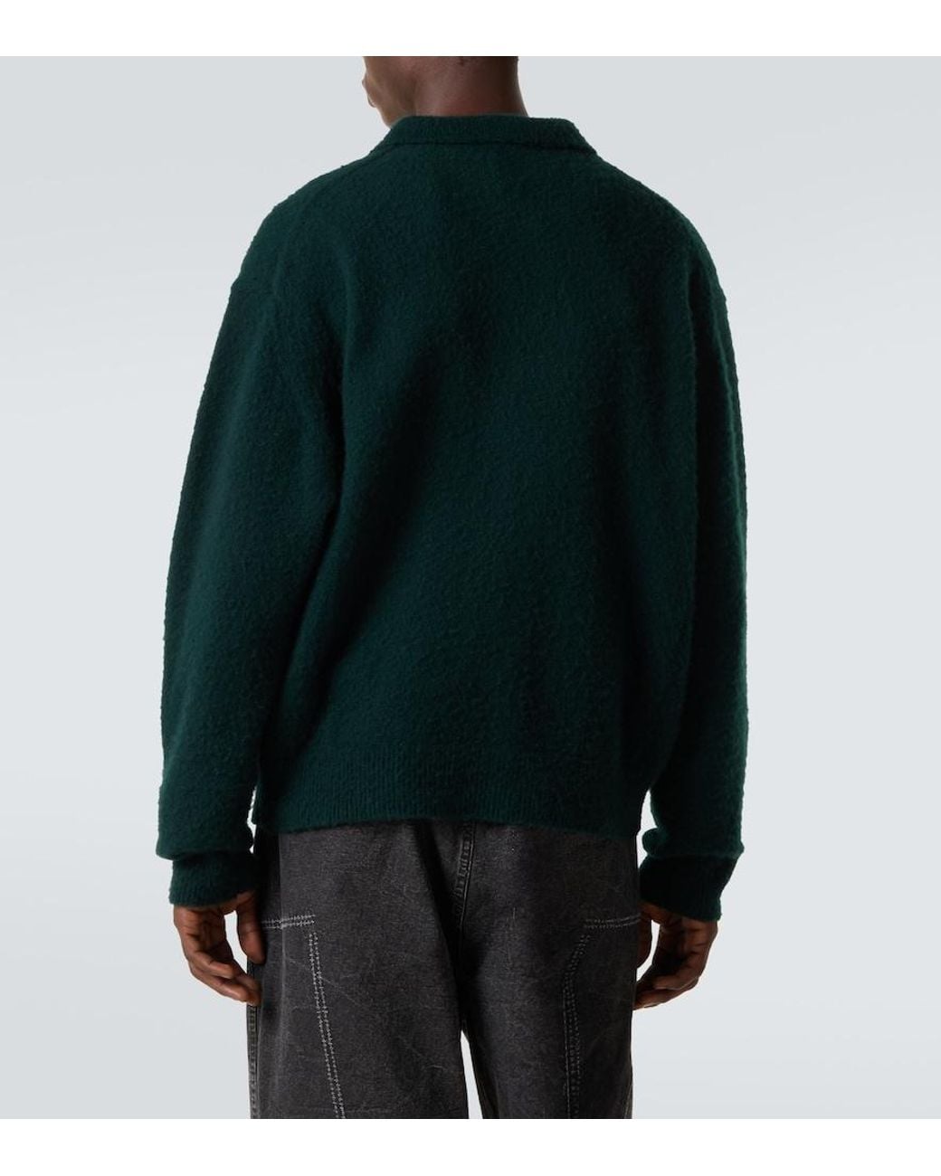 A.PRESSE Green Cashmere Polo Sweater for men