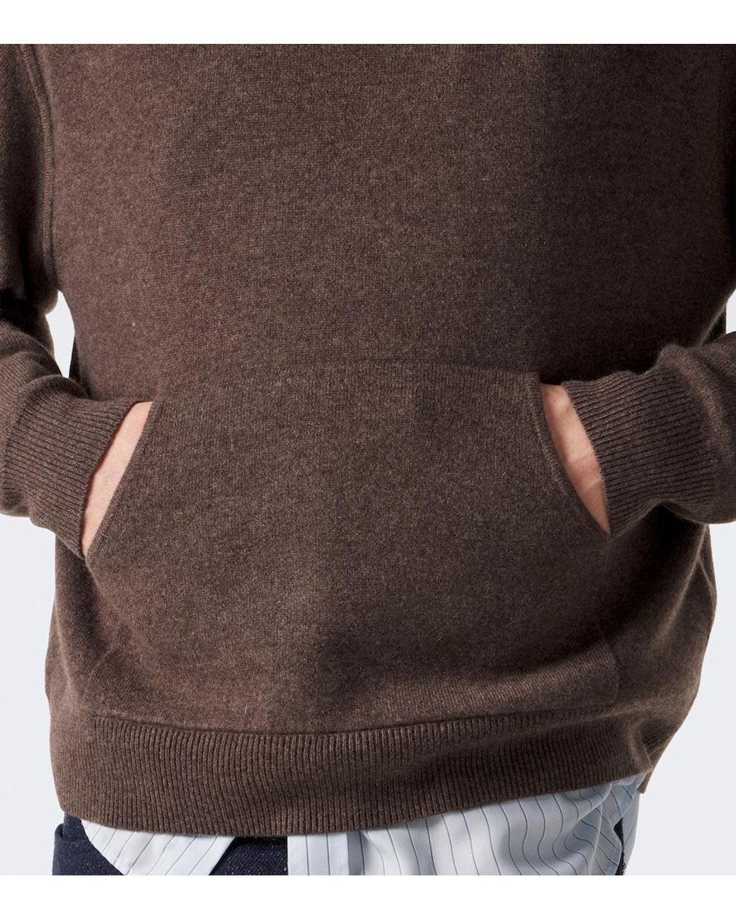 Acne Brown Knitted Cashmere-Blend Hoodie for men