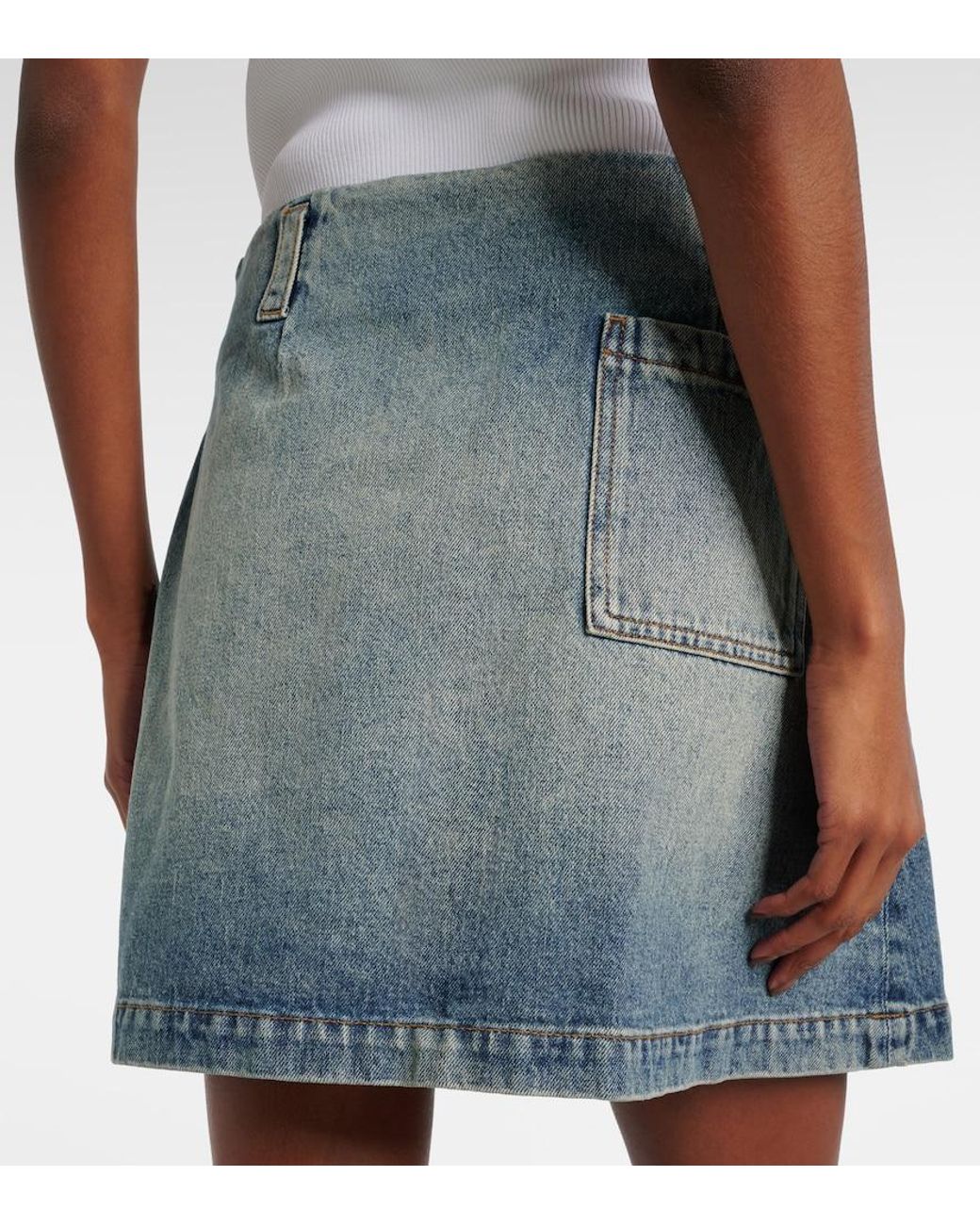 Loewe Blue Pleated Denim Miniskirt