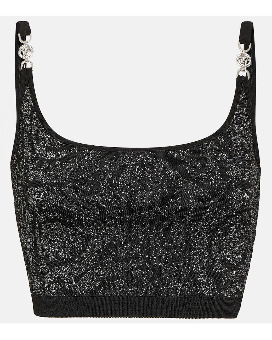 Versace Black La Greca Medusa '95 Knit Crop Top