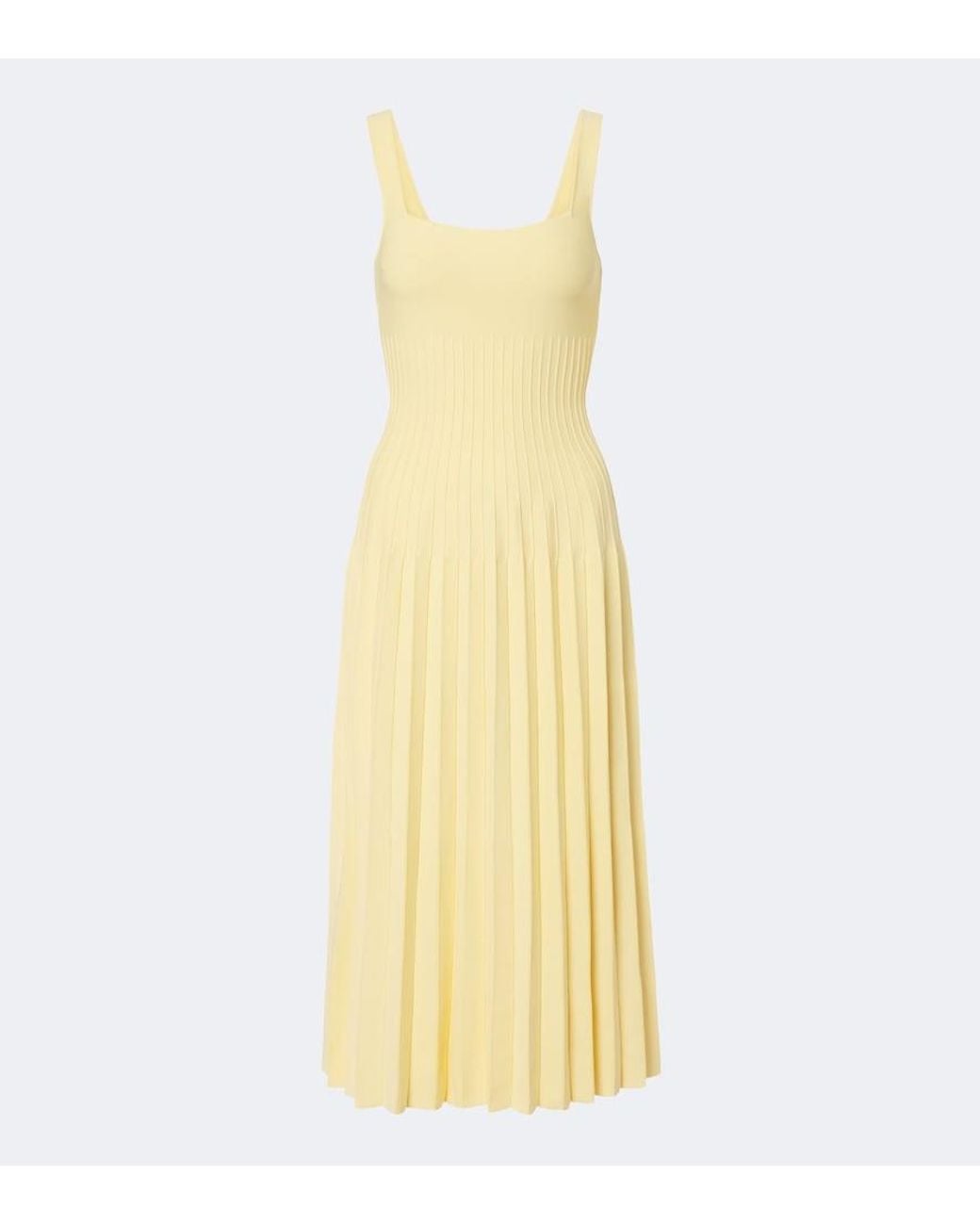 Staud Yellow Ellison Pleated Maxi Dress