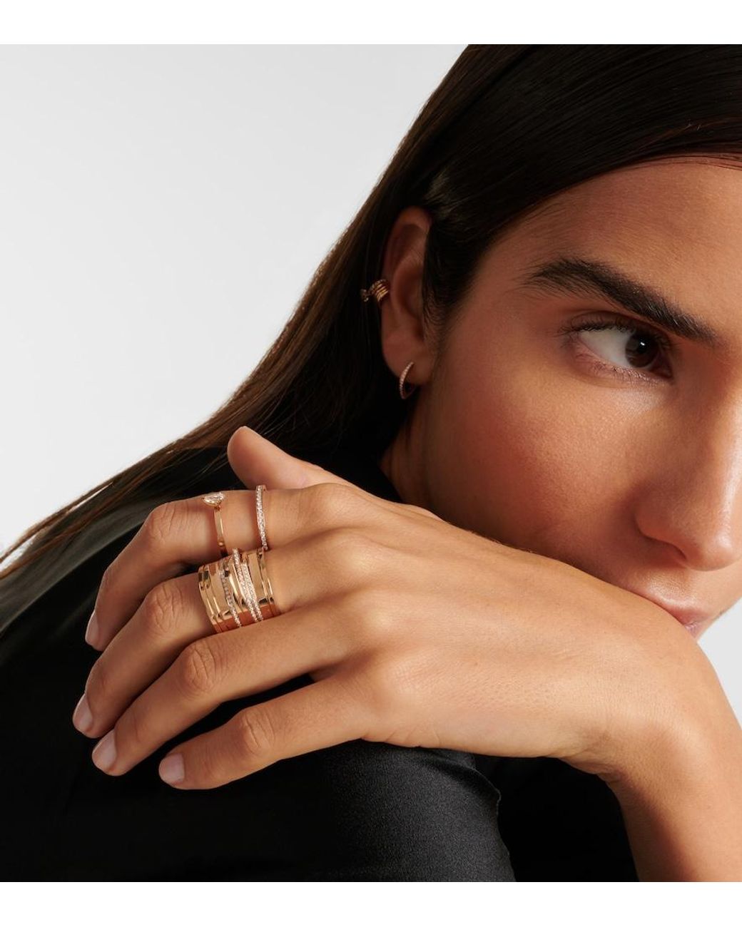 Repossi Natural Antifer 18Kt Rose Ring With Diamonds
