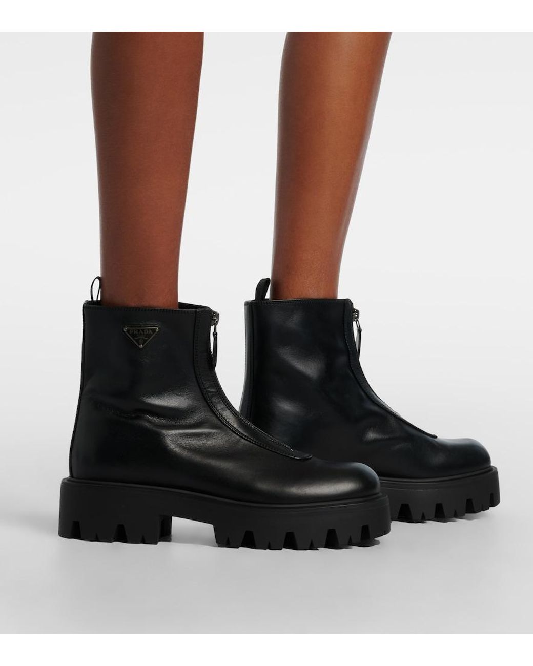 Prada Black Ankle Boots Aus Leder