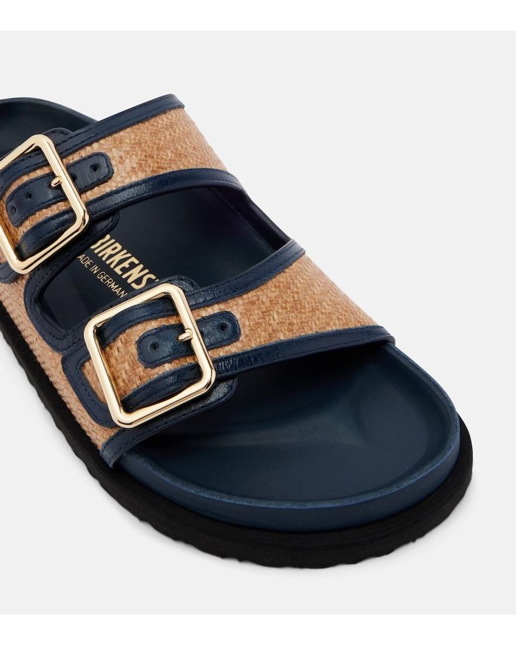 Birkenstock Blue Arizona Leather-Trimmed Woven Sandals