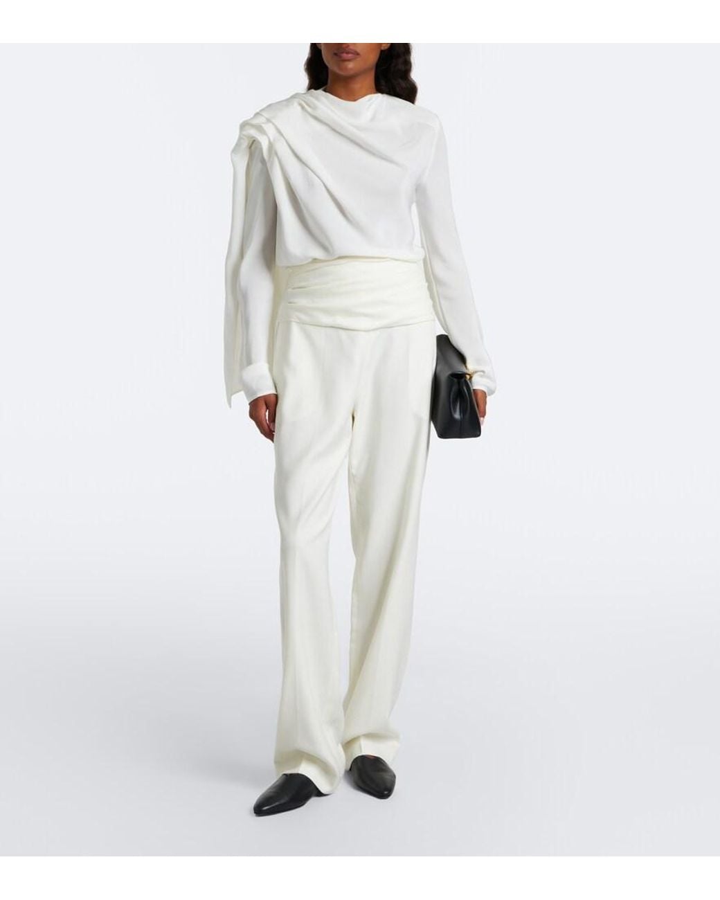 TOVE White Maevi Draped Caped Silk Top