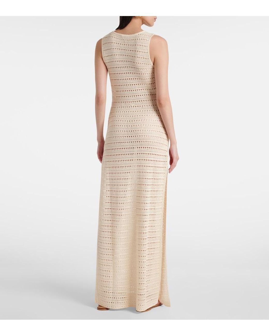 SAME White Floral-Applique Crochet Maxi Dress