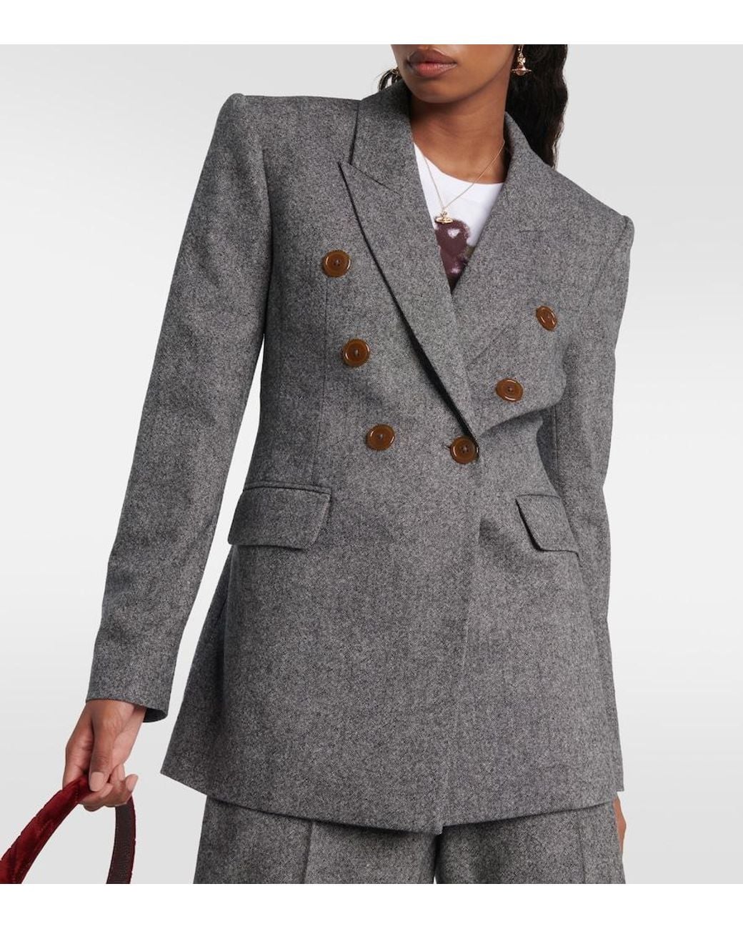 Vivienne Westwood Gray Wool-Blend Double Breasted Blazer