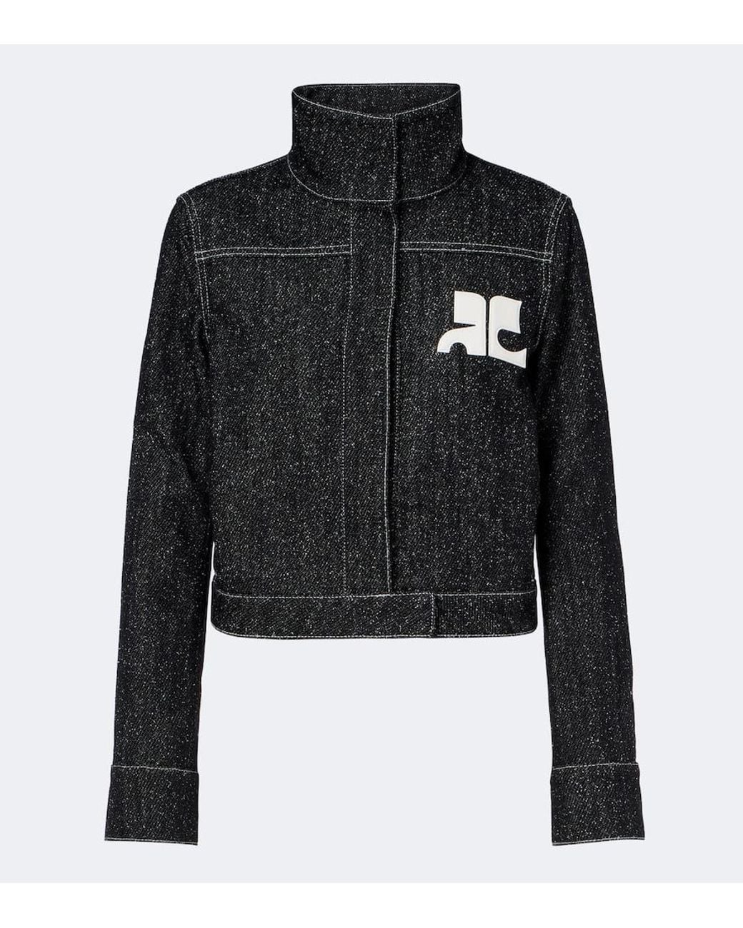 Courreges Black Logo Denim Tweed Jacket