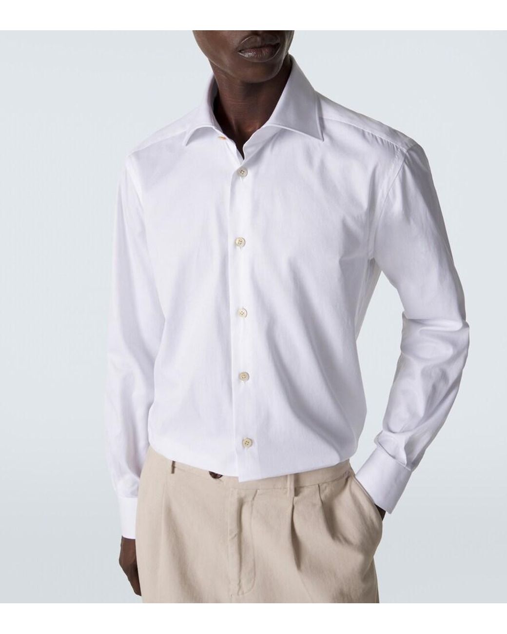 Kiton White Cotton Poplin Shirt for men