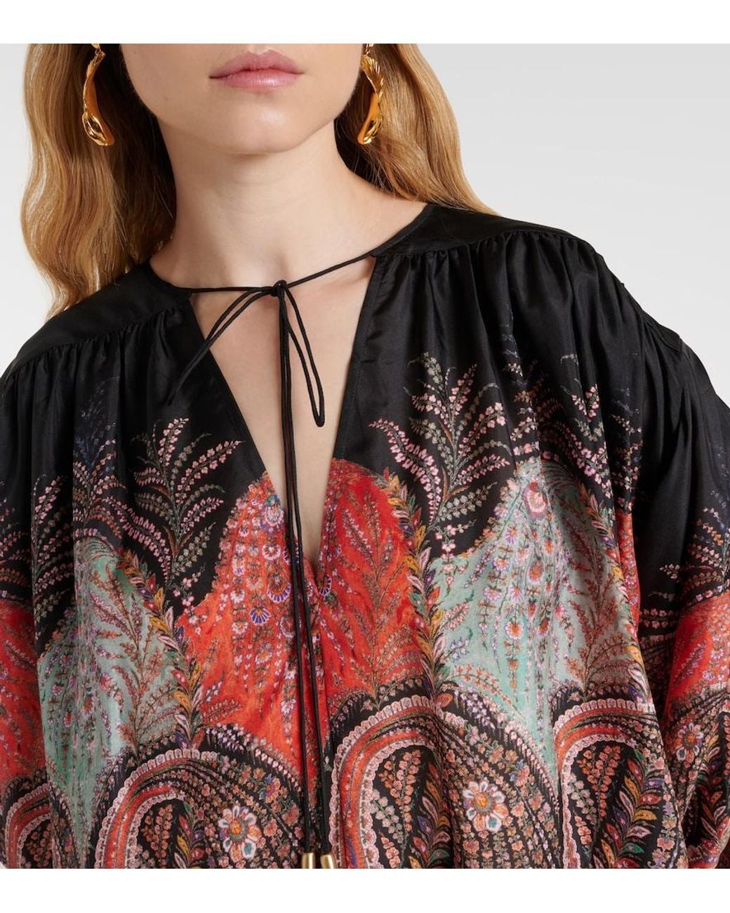 Top Rhiannon De Seda Con Volantes Zimmermann de color Black