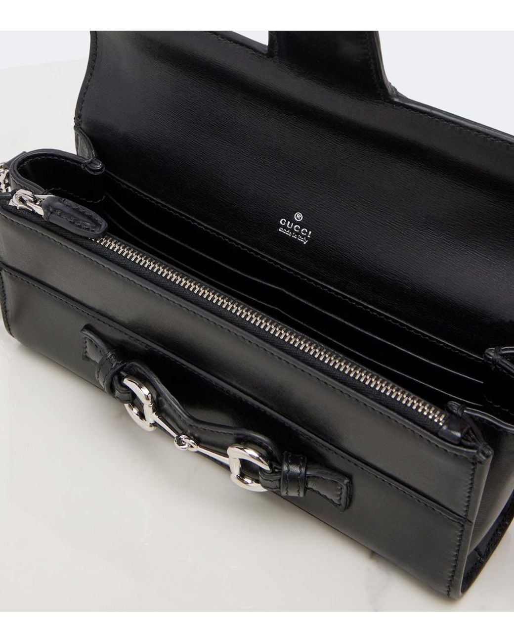 Gucci Black Horsebit Leather Wallet On Chain