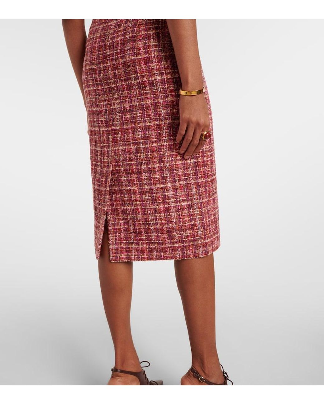 Etro Red Cotton And Wool-Blend Midi Dress