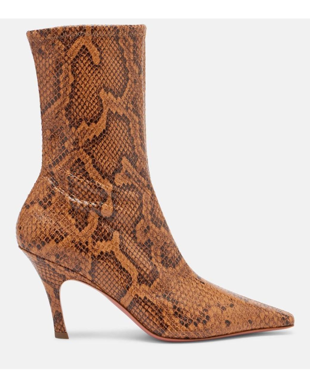 AMINA MUADDI Brown Jamie Snake-Effect Leather Ankle Boots