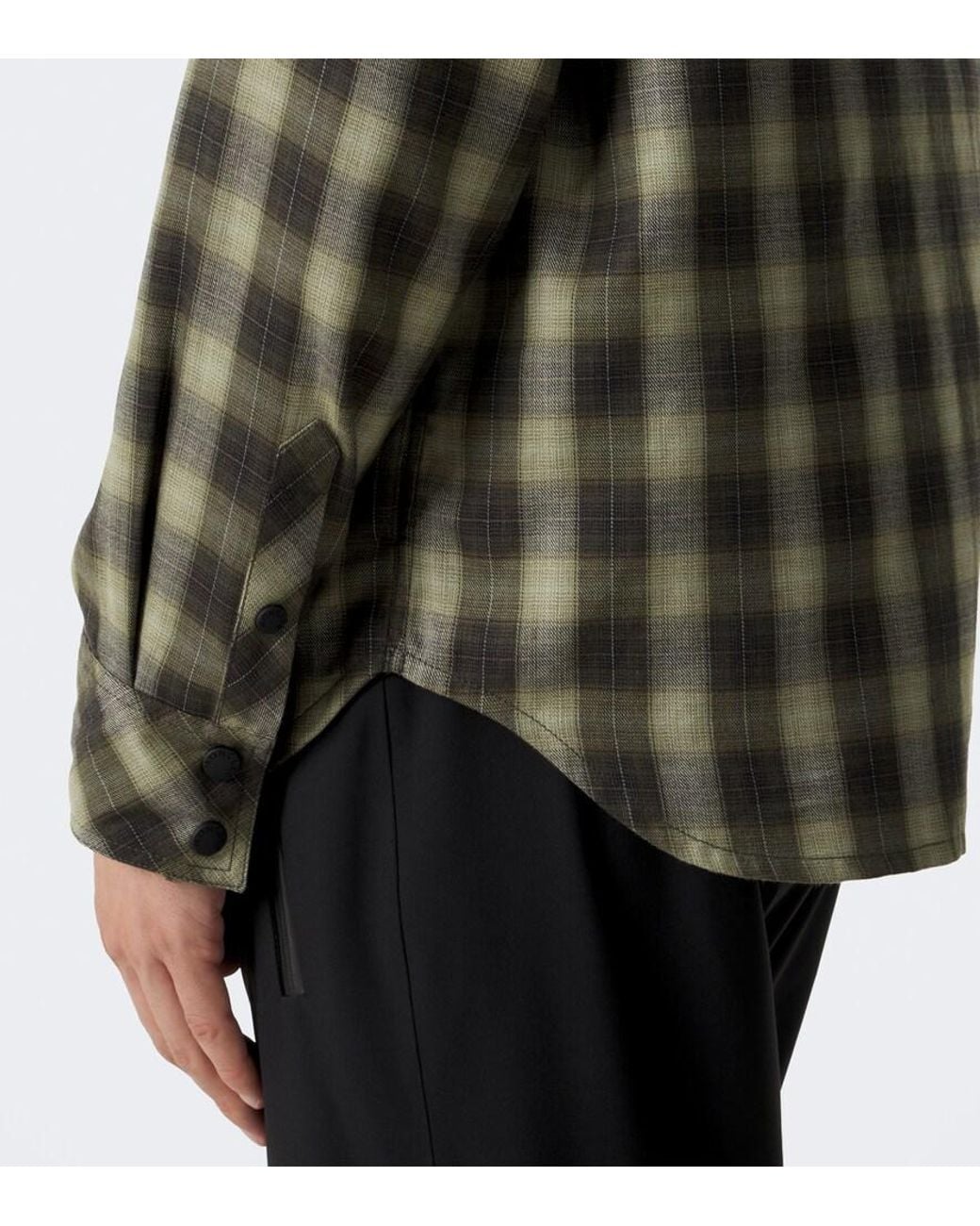 Moncler Green Plaid Cotton-Blend Shirt for men