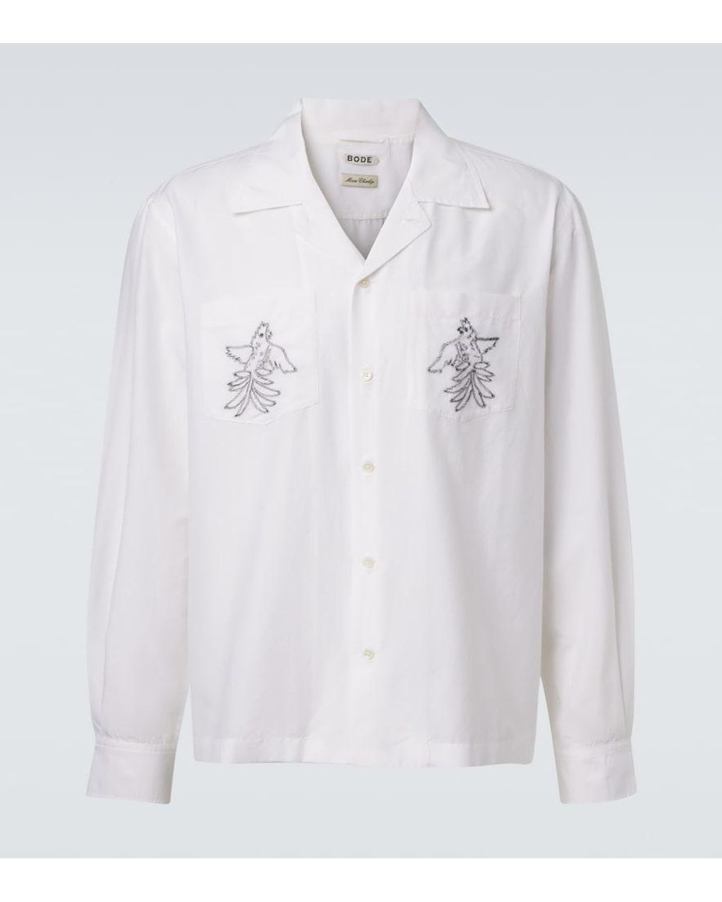 Bode White Embroidered Cotton And Silk Shirt for men