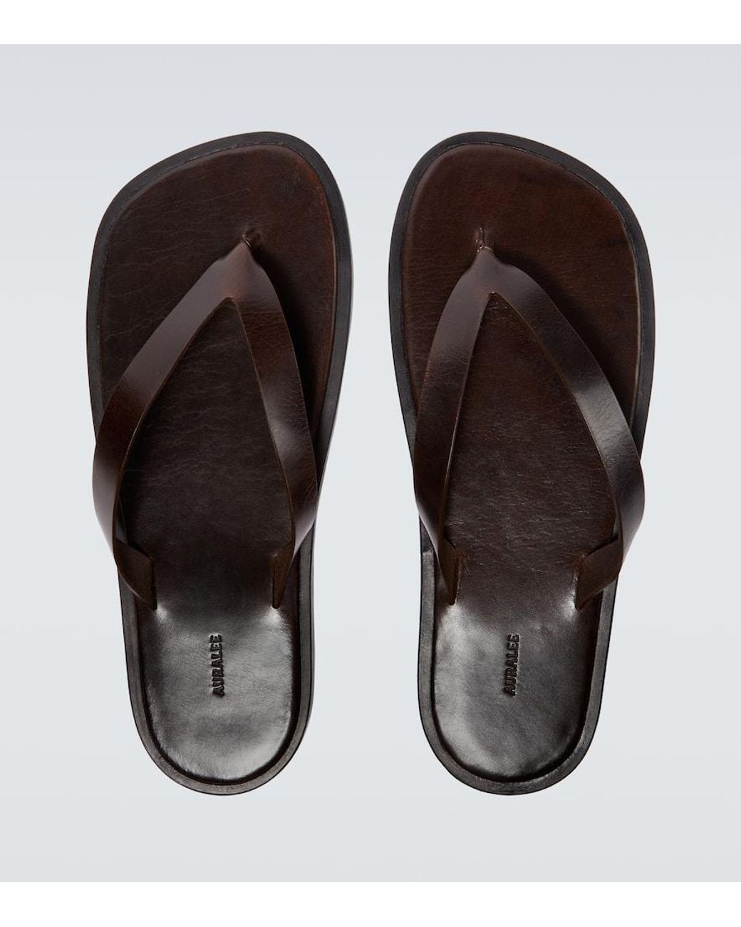 AURALEE Leather Thong Sandals in Brown for Men | Lyst