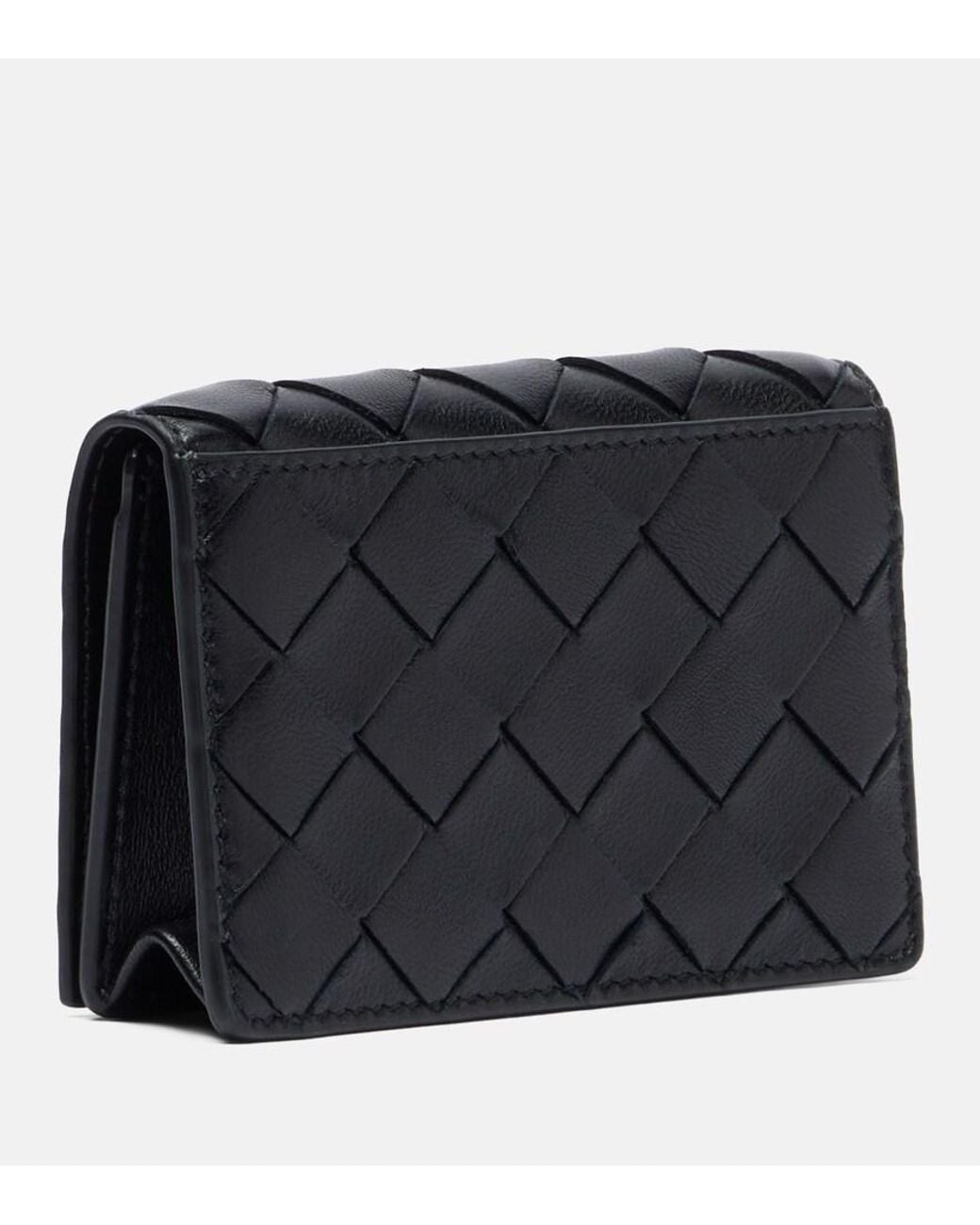 Bottega Veneta Black Intrecciato Leather Card Holder