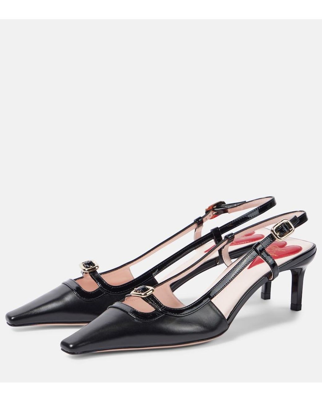 Roger Vivier Black Viv' Canard 55 Leather Slingback Pumps
