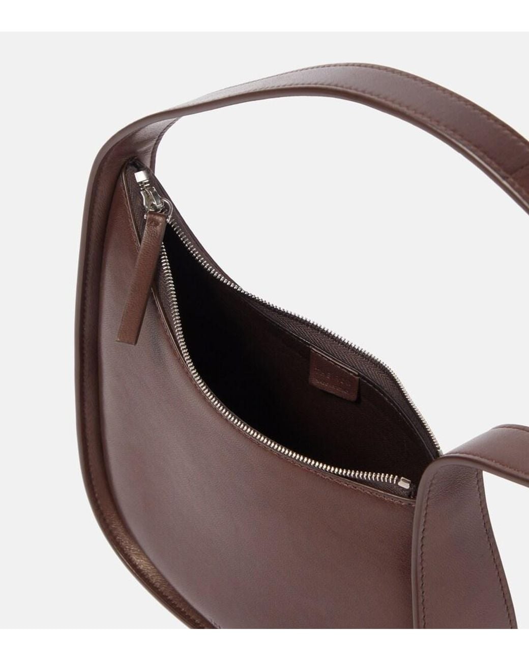 The Row Brown Schultertasche Half Moon Aus Leder