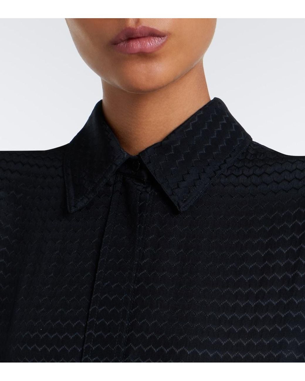 Fendi Black Chevron Jacquard Pleated Silk Midi Dress