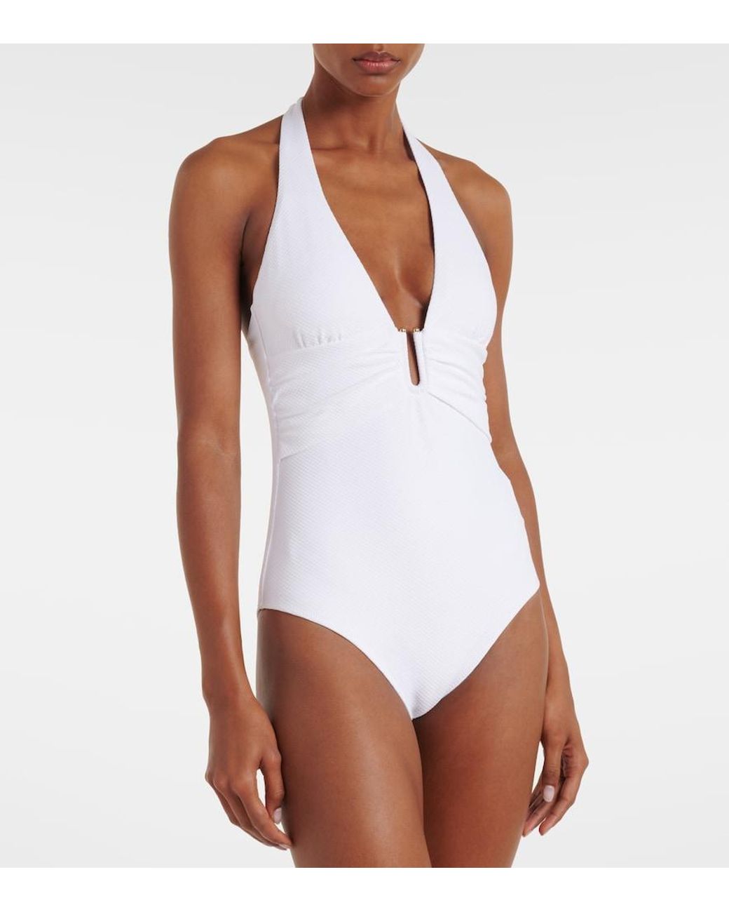 Heidi Klein White Halterneck Swimsuit