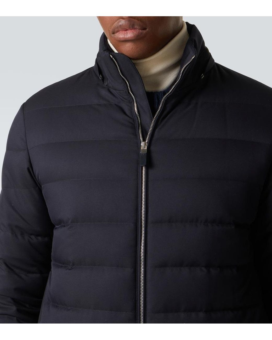 Zegna Blue Technical Twill Down Jacket for men