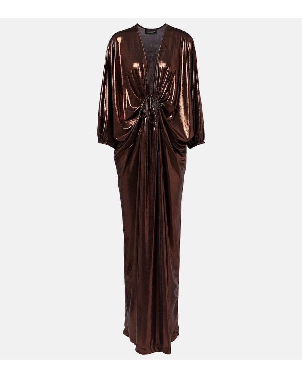 Adriana Degreas Brown Cutout Draped Kaftan