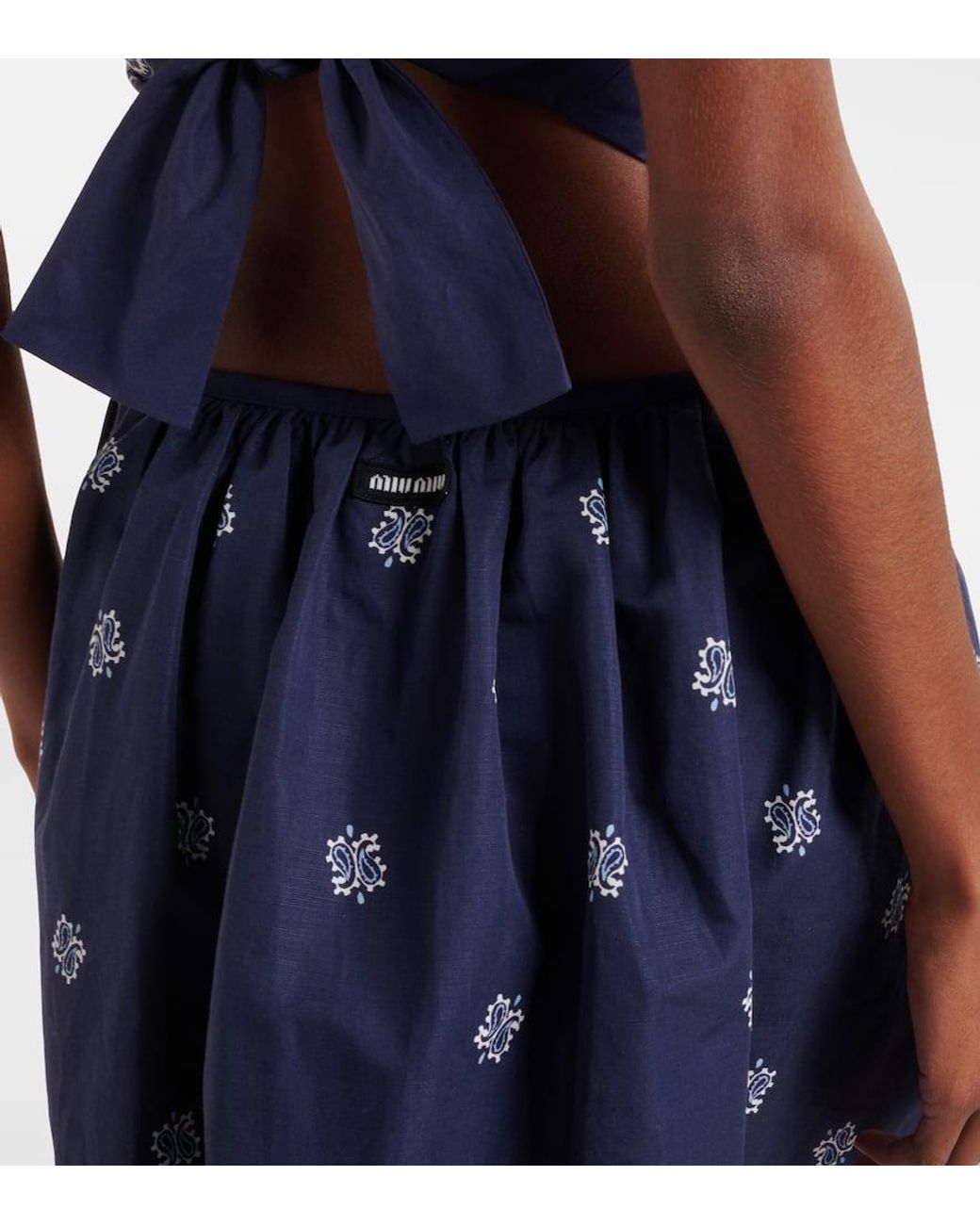 Mini-Jupe Bandana En Coton Et Lin Miu Miu en coloris Blue