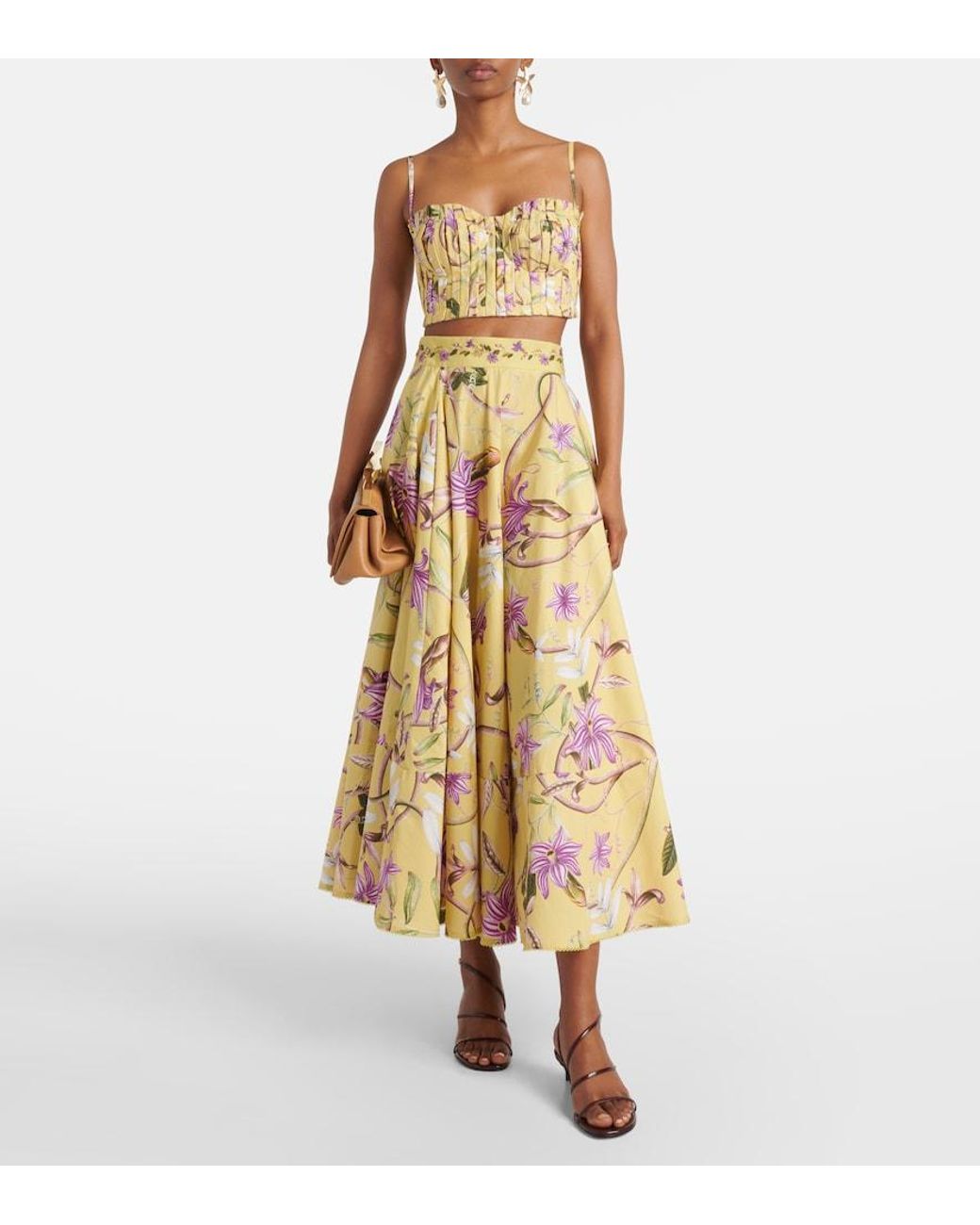 Agua Bendita Metallic Morgina Floral Cotton Bustier