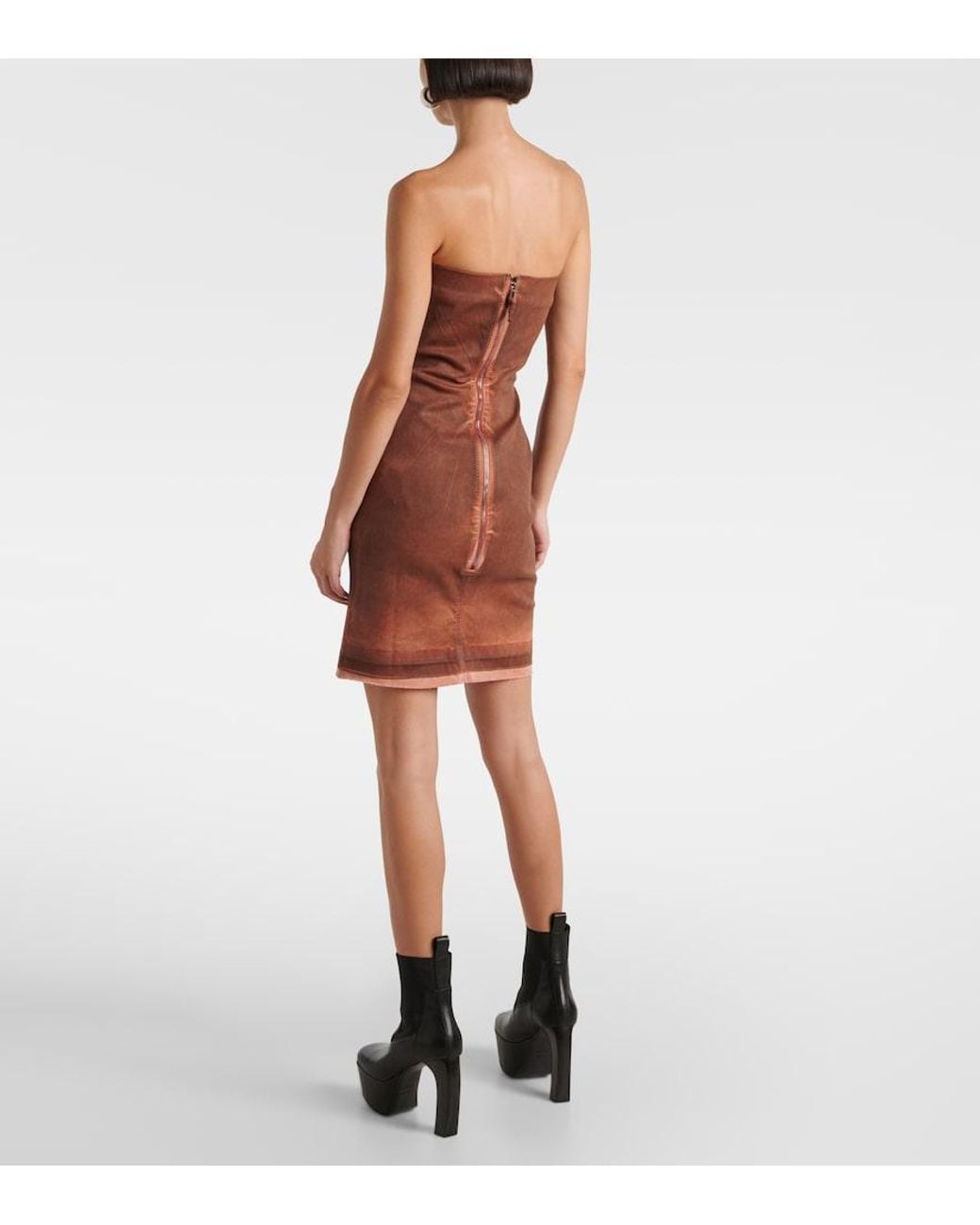 Rick Owens Brown Drkshdw Denim Bustier Dress