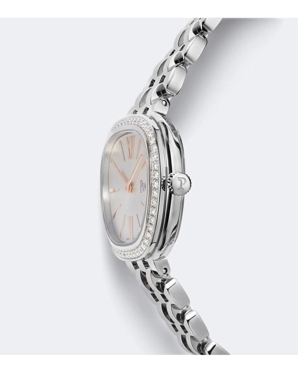 Piaget White Sixtie Embellished Stainless Steel Watch