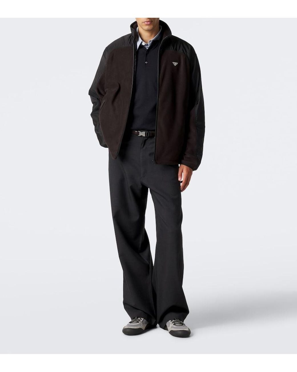 Prada Black Re-Nylon And Fleece Track Jacket for men