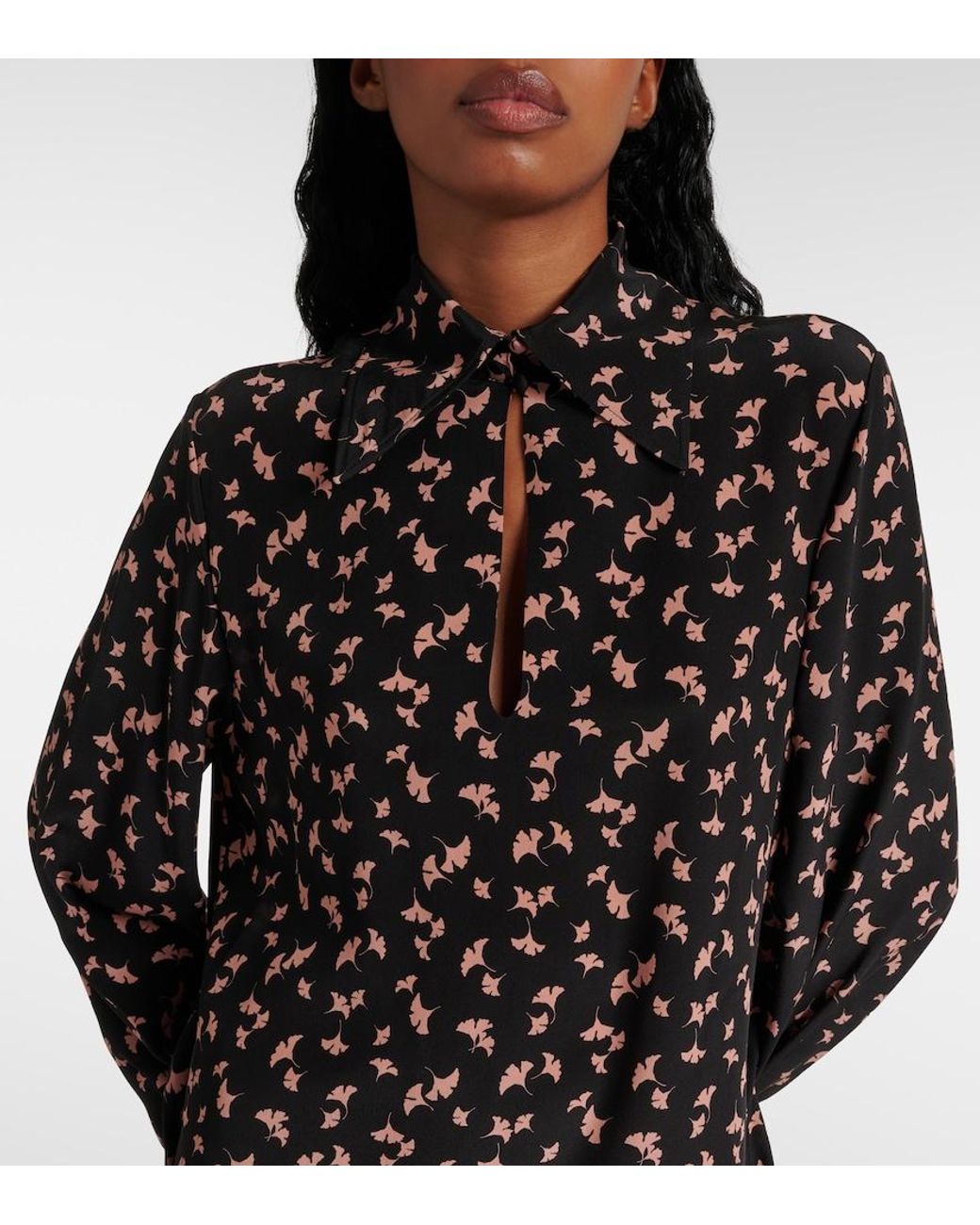 Chloé Black Floral Silk Chiffon Minidress