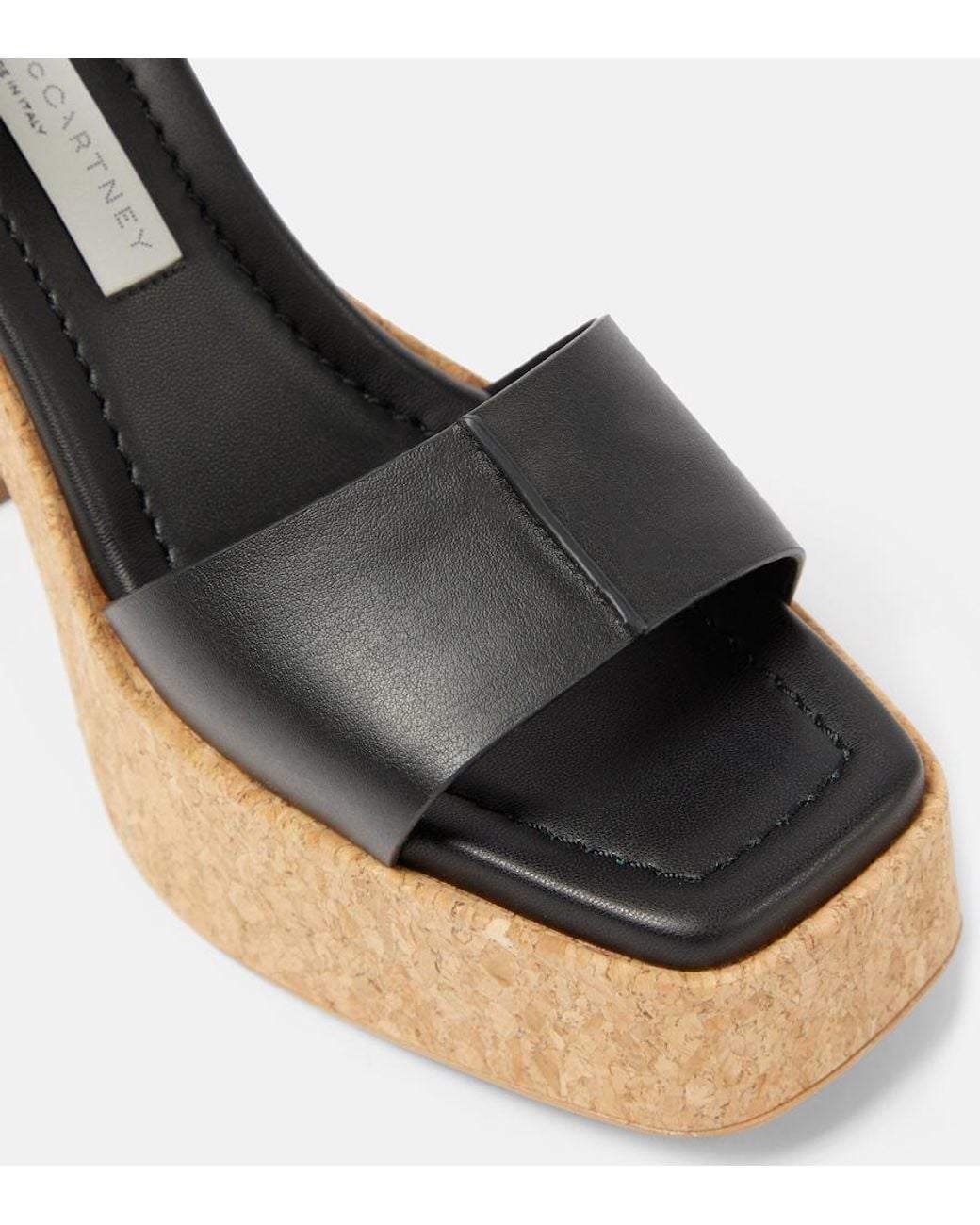 Stella McCartney Black Skyla Cork-Platform Sandals, Brand Size 38 Us