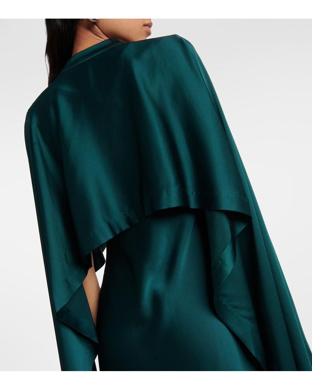 Jonathan Simkhai Green Amory Cape-Effect Draped Satin Gown