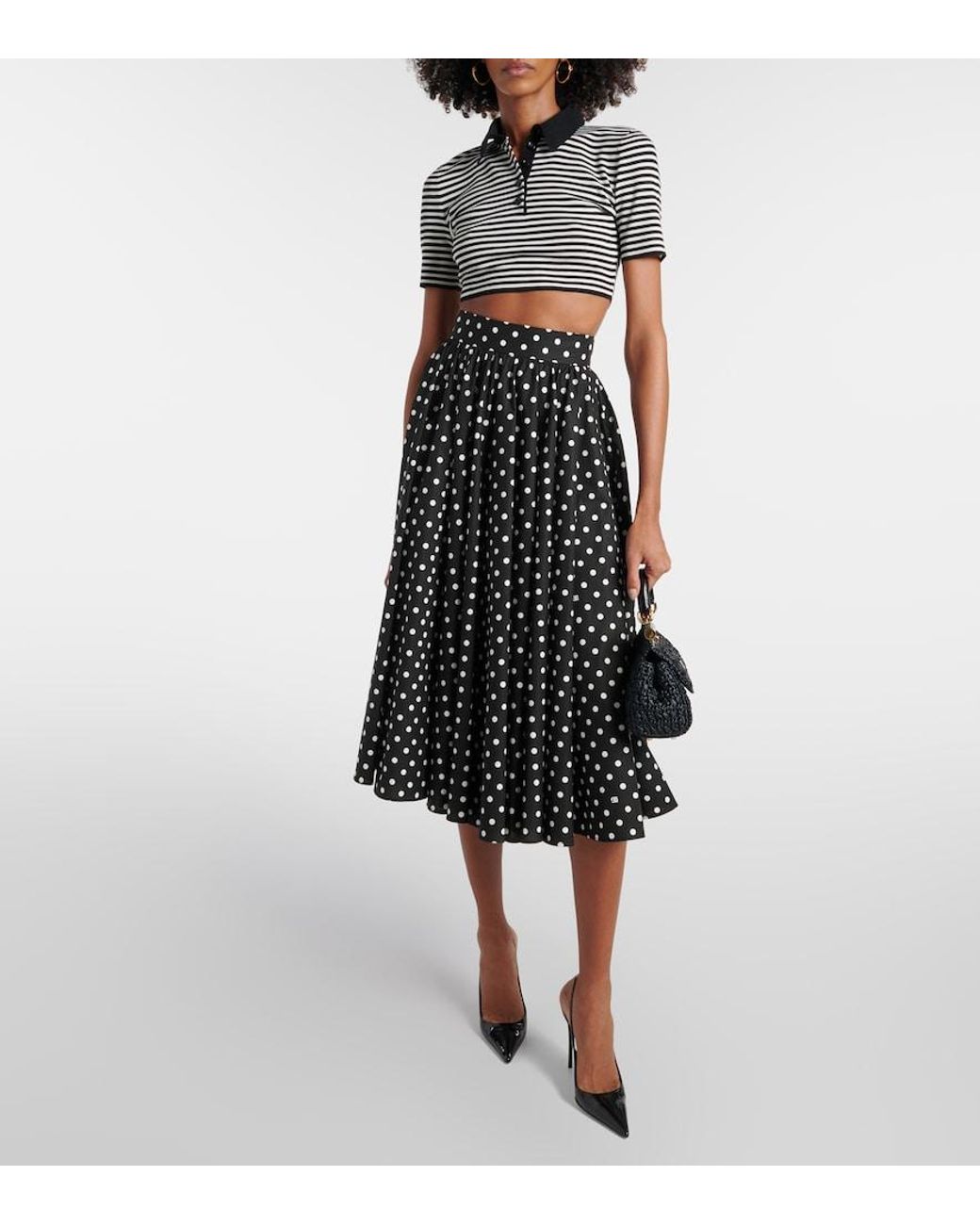 Dolce & Gabbana Black Cropped Wool Polo Shirt
