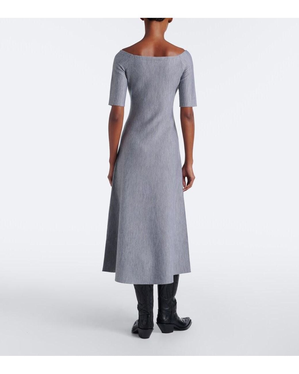 Gabriela Hearst Gray Vivia Wool, Silk, And Cashmere Midi Dress