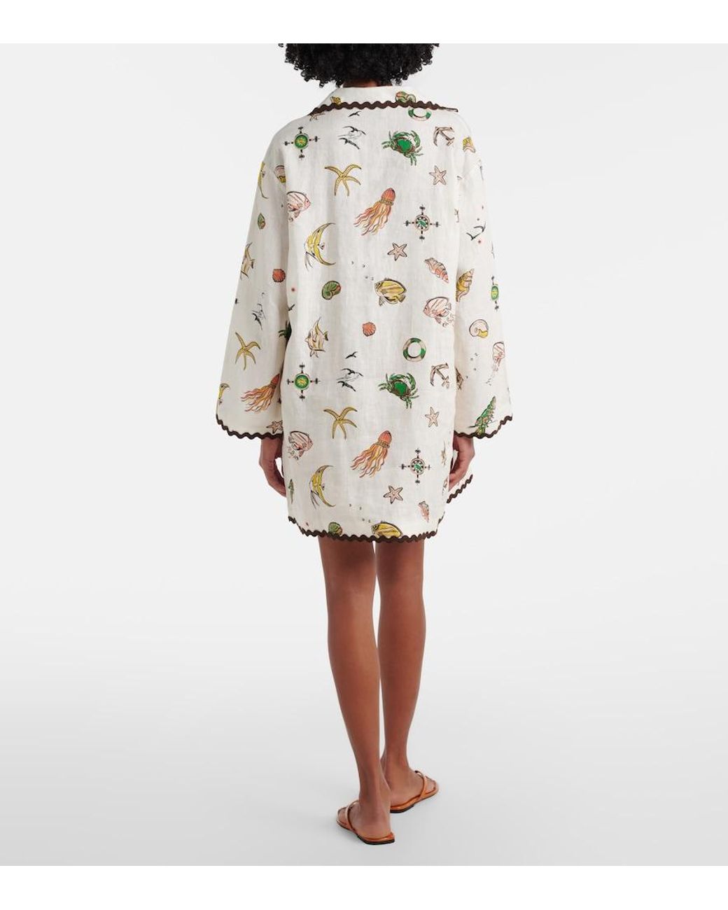 ALÉMAIS Natural Printed Linen Minidress