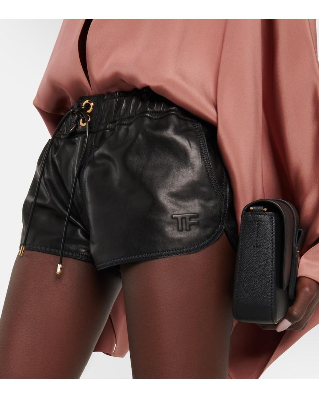Tom Ford Black Leather Micro Shorts