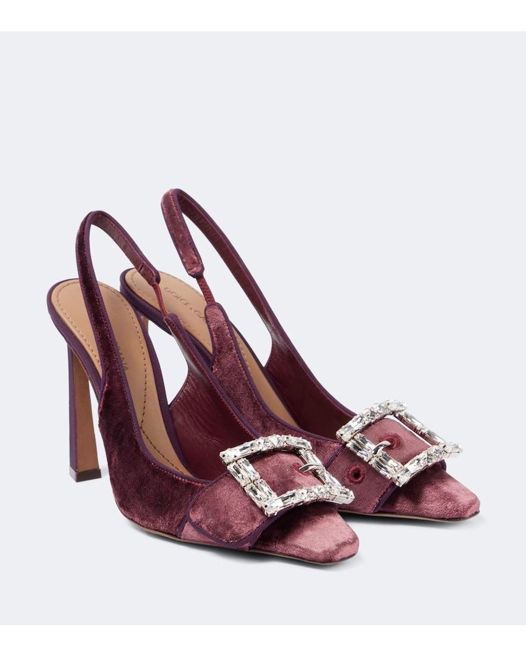 Dolce & Gabbana Purple Embellished Velvet Slingback Pumps