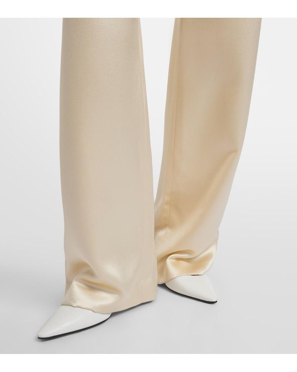 The Row Natural Lanuit Silk Satin Straight Pants