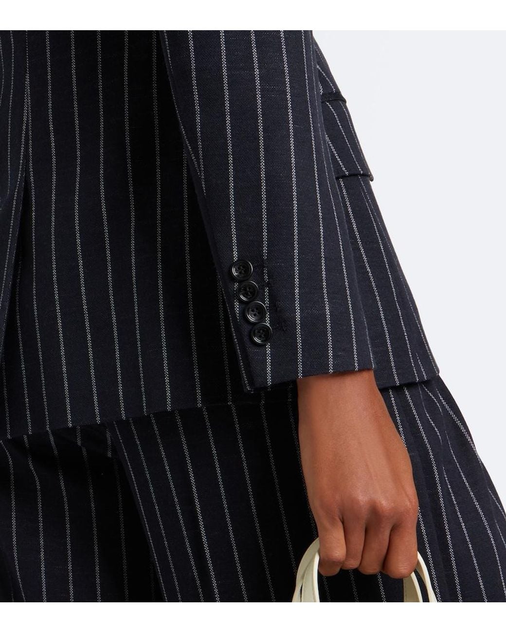 Max Mara Black Pinstripe Double-Breasted Jersey Blazer