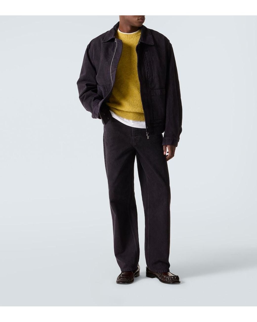 Dries Van Noten Black Denim Bomber Jacket for men