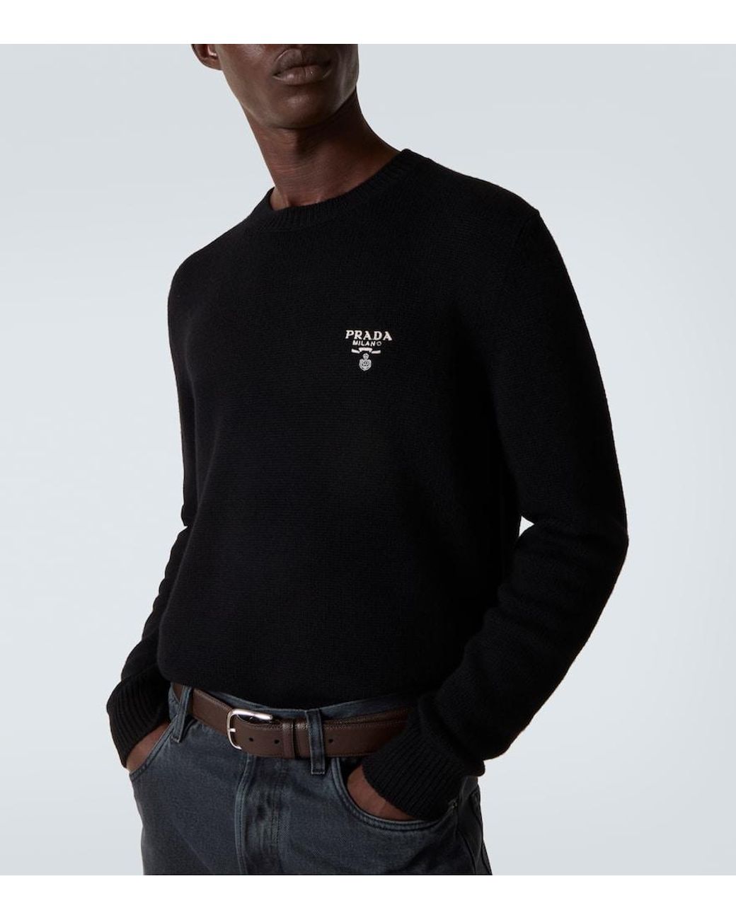 Prada Black Logo Cashmere Sweater for men