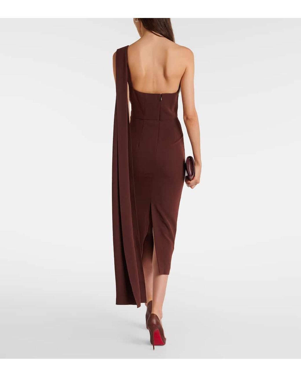 roland mouret asymmetric cady midi dress in Purple Modest Dresses for Spring Import_0519 100% polyester Color:Celadon
